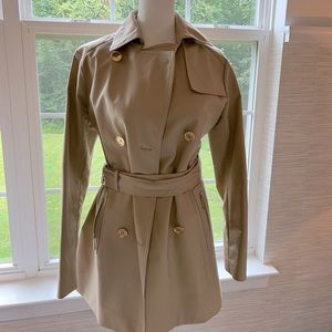 Michael Kors Tan Belted Rain Coat.